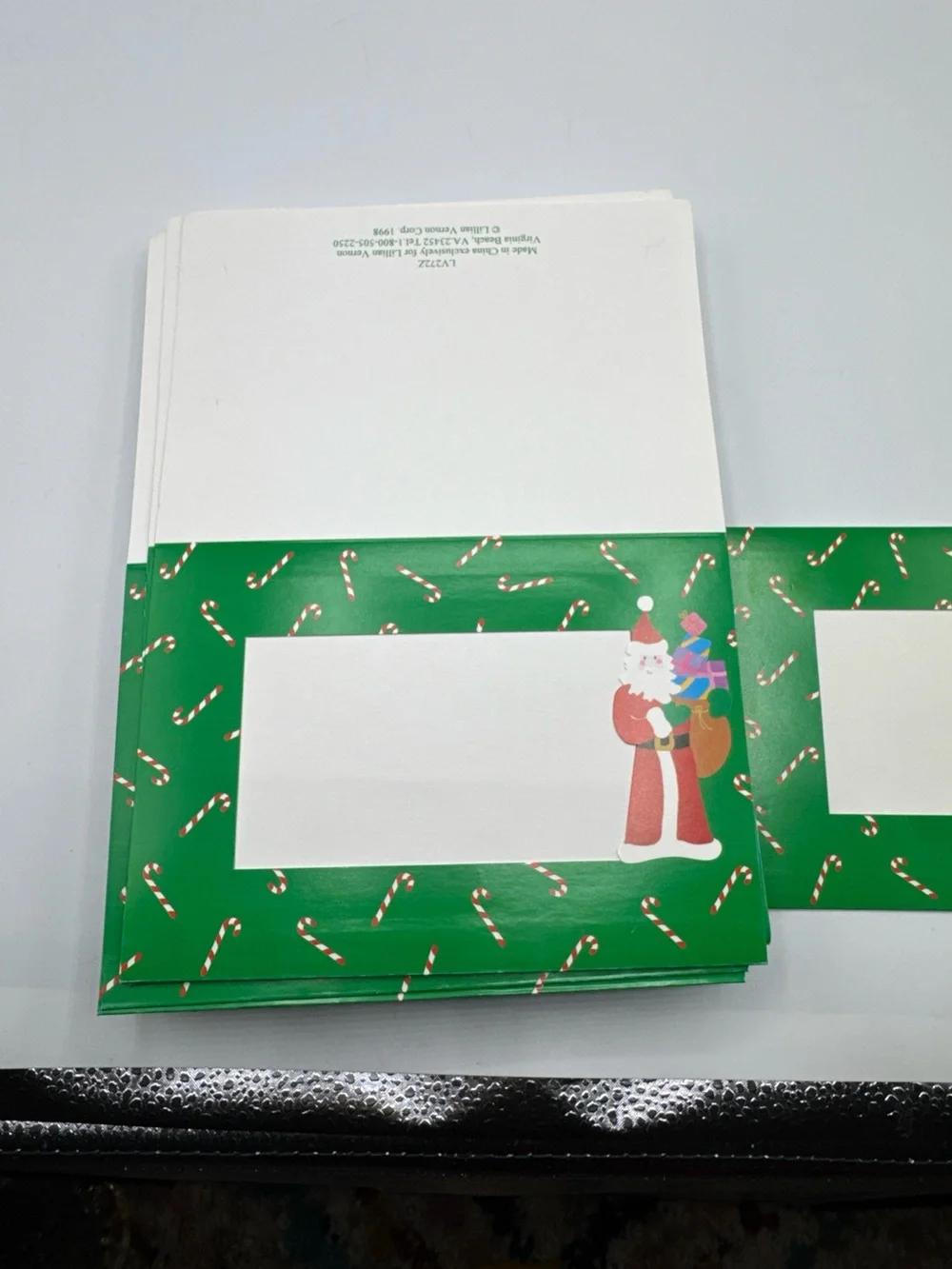 Vintage Lillian Vernon Green Greeting Card Photocards 272Z Cute Santa